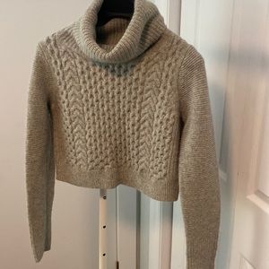 Club Monaco wool and angora blend cropped cowl neck sweater in grey